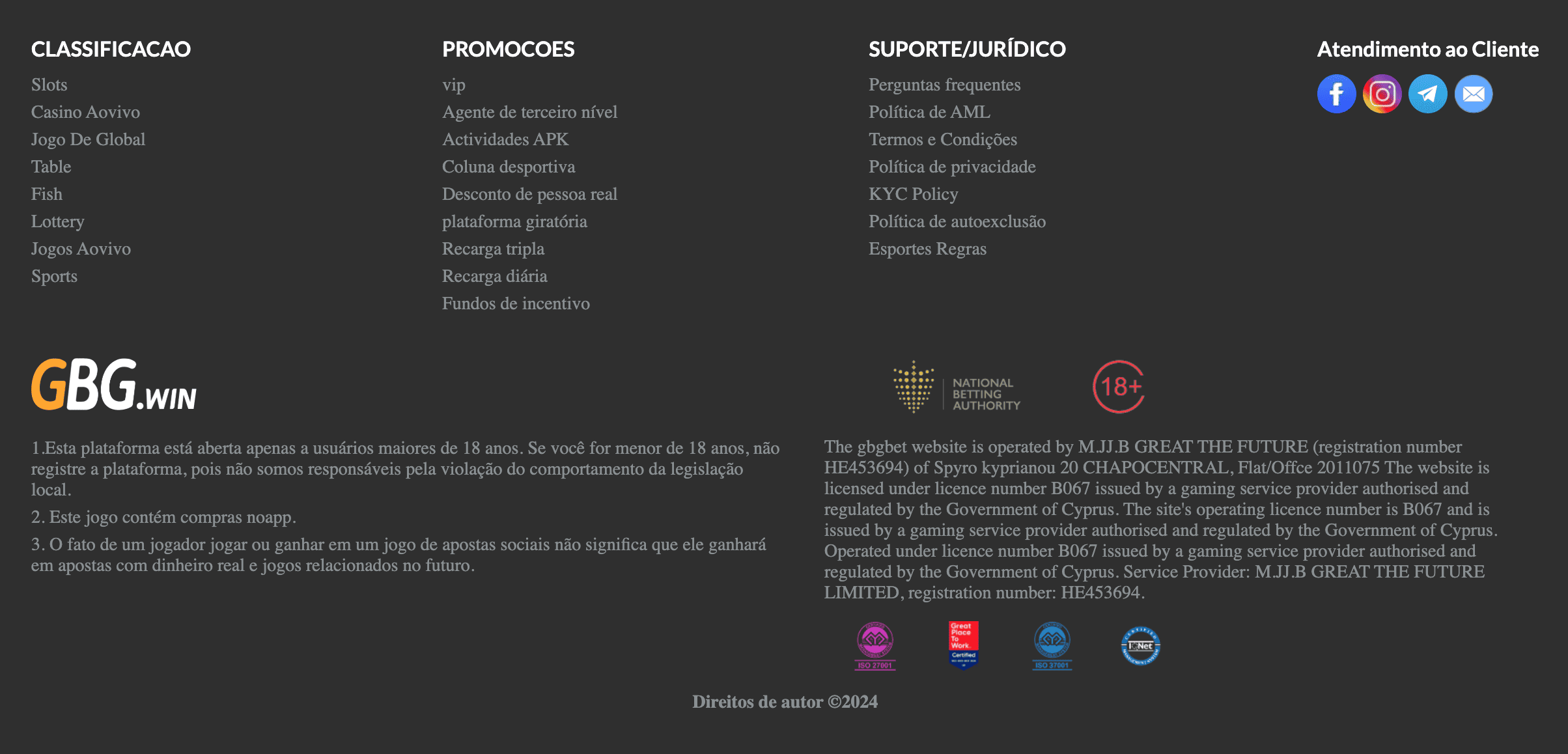 Informações adicionais GBGBET